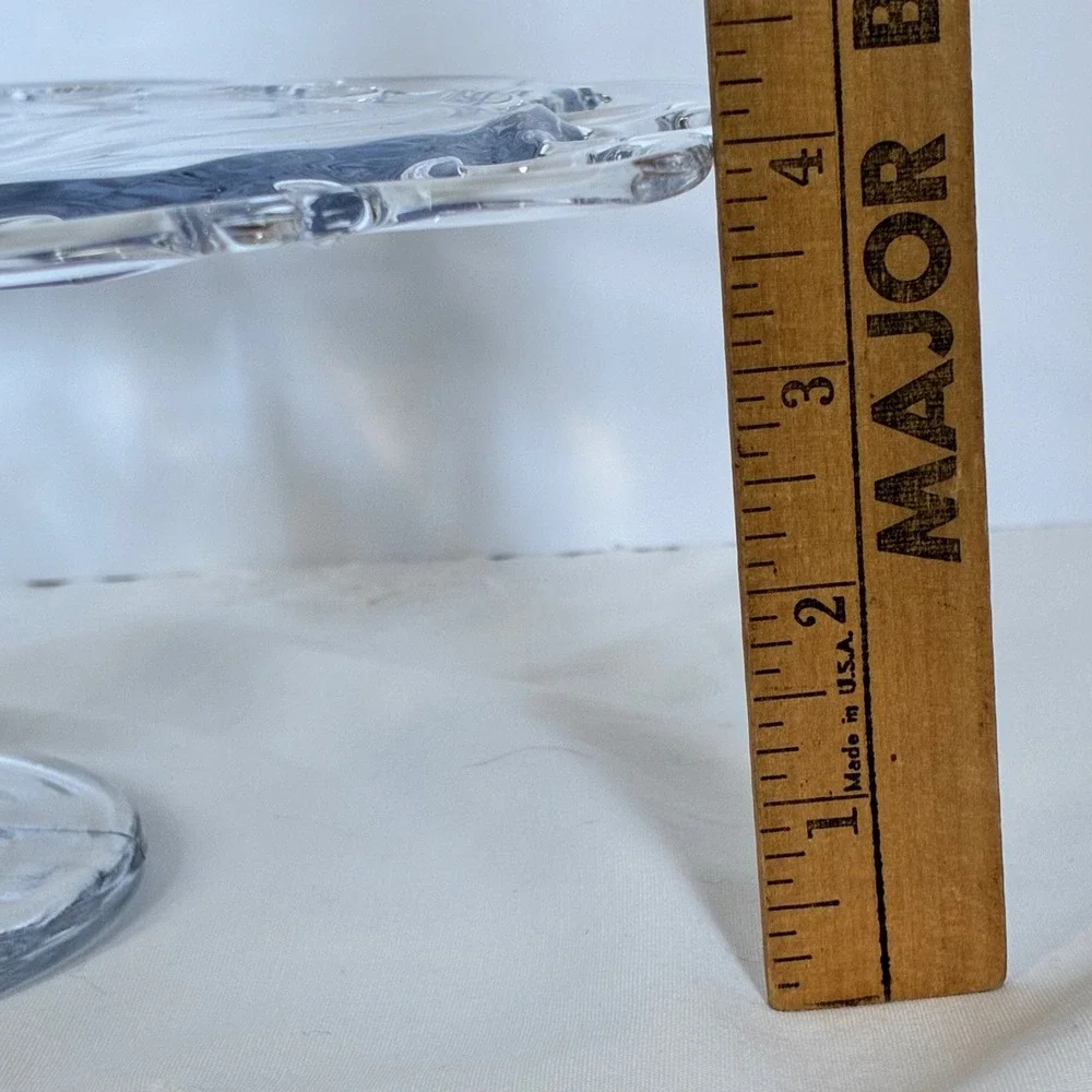 Vtg Crocheted Crystal Cake Stand/Pedestal Imperial Glass Laced Edge Tea Party